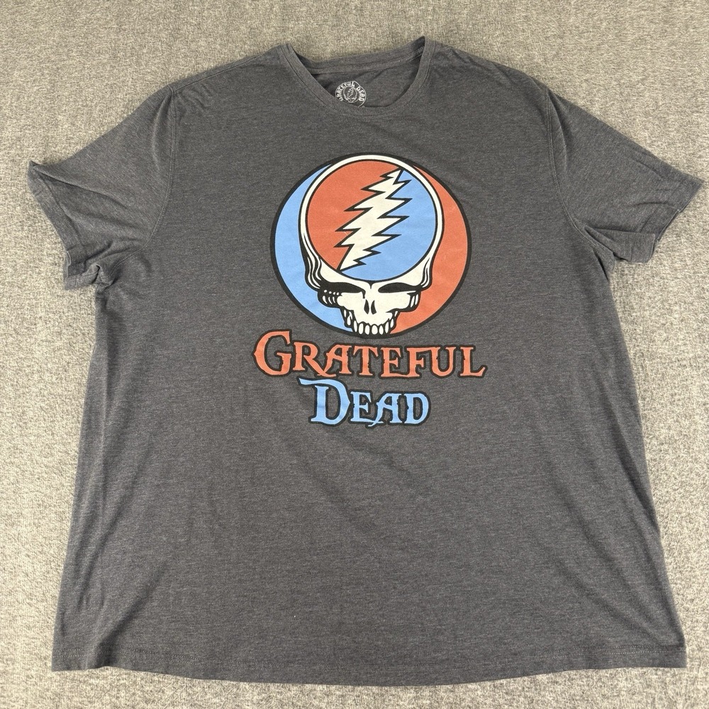 Grateful Dead Steal Your Face T Shirt 2XLT Gray Graphic Skull Band Tee